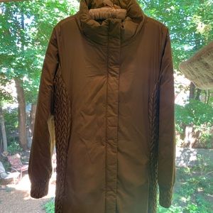 Gold/Green Patagonia long belted winter coat
